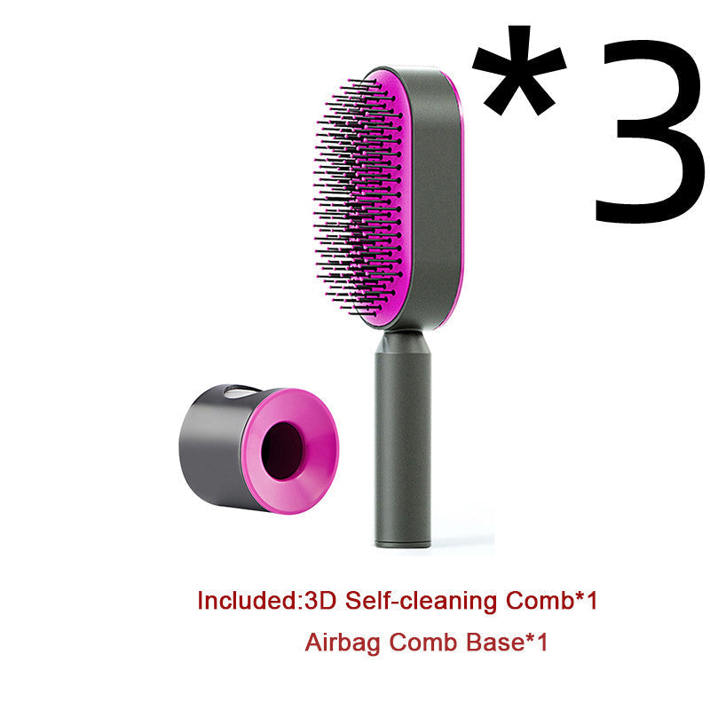 Self Cleaning Hair Brush For Women One-key Cleaning Hair Loss Airbag Massage Scalp Comb Anti-Static Hairbrush CJ