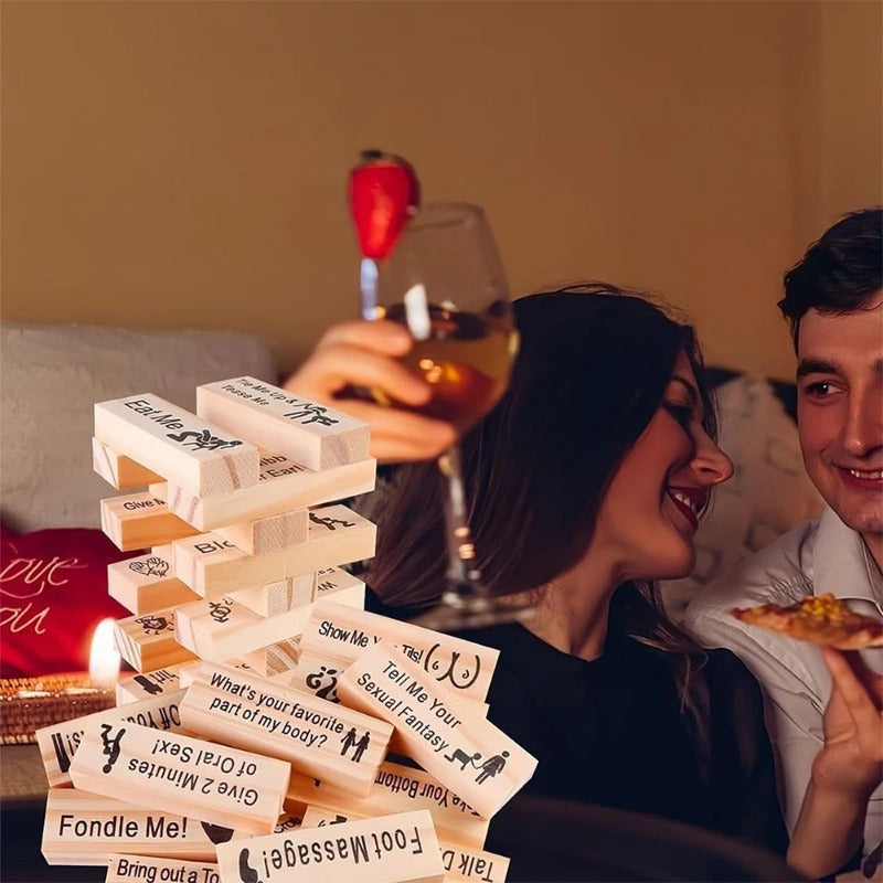 Couple Game Night Intimacy Block Tower Jenga Game Valentine Tumbling Tower Stacking Blocks Game Party Interactive Games 18 A&S Collection