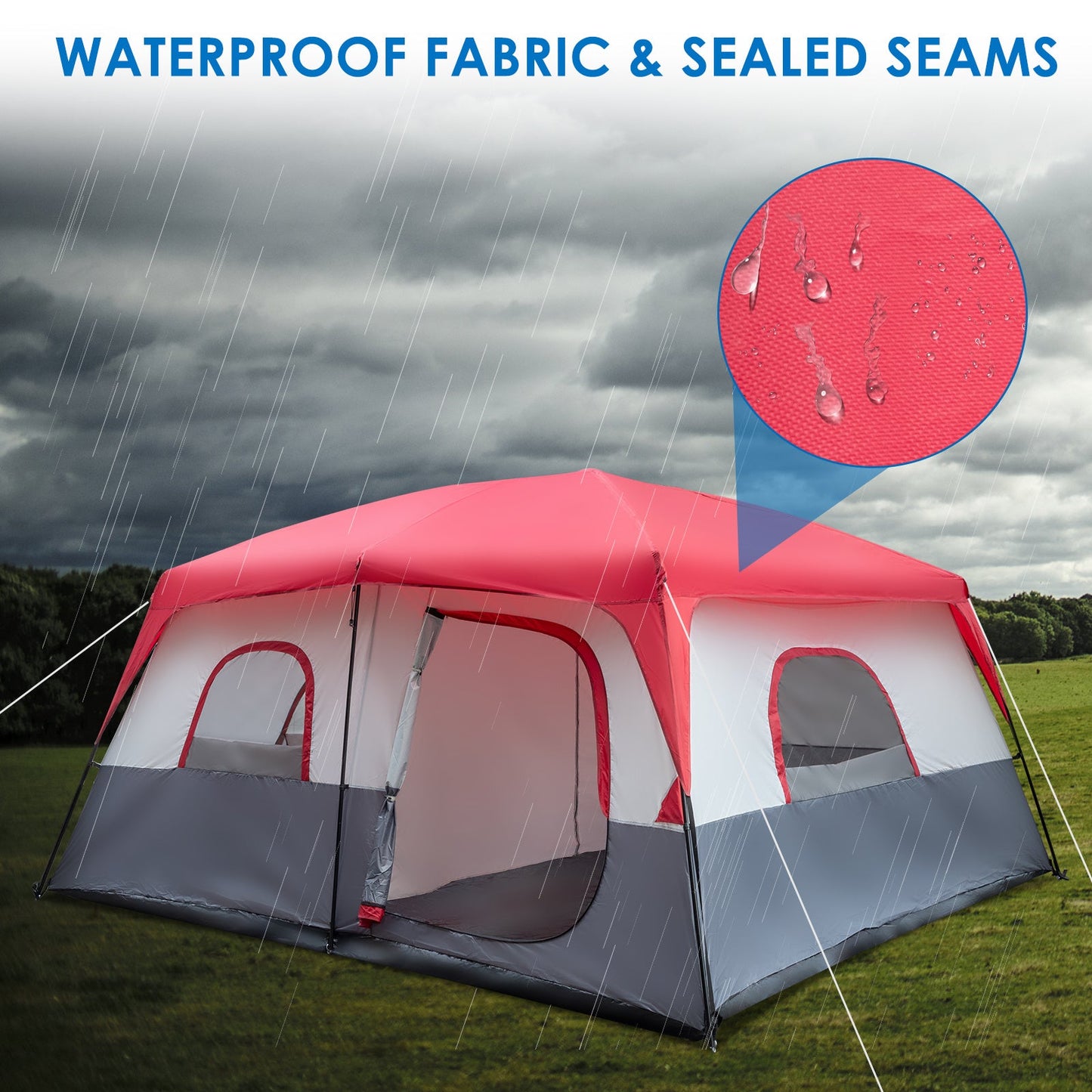 Red And White Camping Tent 430x430x210cm A&S Collection