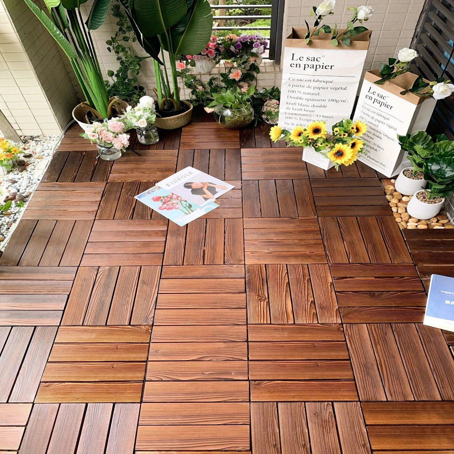 Decoration Of Household Splicing Solid Wood Flooring, Terrace, Courtyard, Outdoor Ground, Balcony Renovation, Solid Wood Floorin A&S Collection