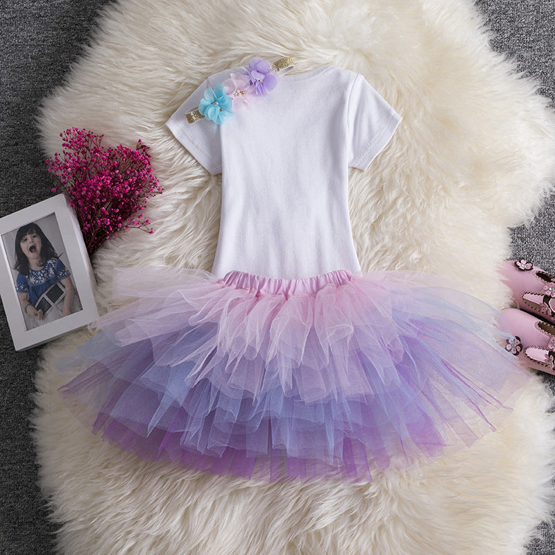 new children's wear unicorn girl skirt foreign trade cross-border birthday dress T-shirt casual skirt wholesale A&S Collection