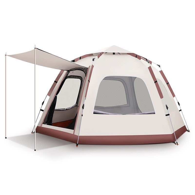 Outdoor Camping Camping Beige Khaki Large Hexagonal Tent Windproof Waterproof Anti Mosquito A&S Collection
