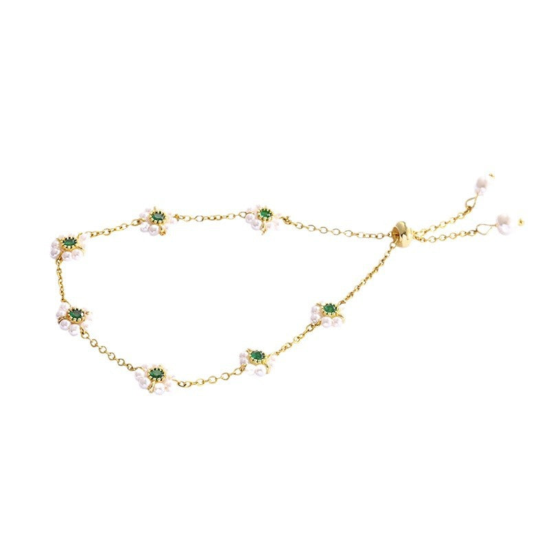 Pearl Flowers Bracelet All-match Fashion Adjustable Chain Bracelet A&S Collection