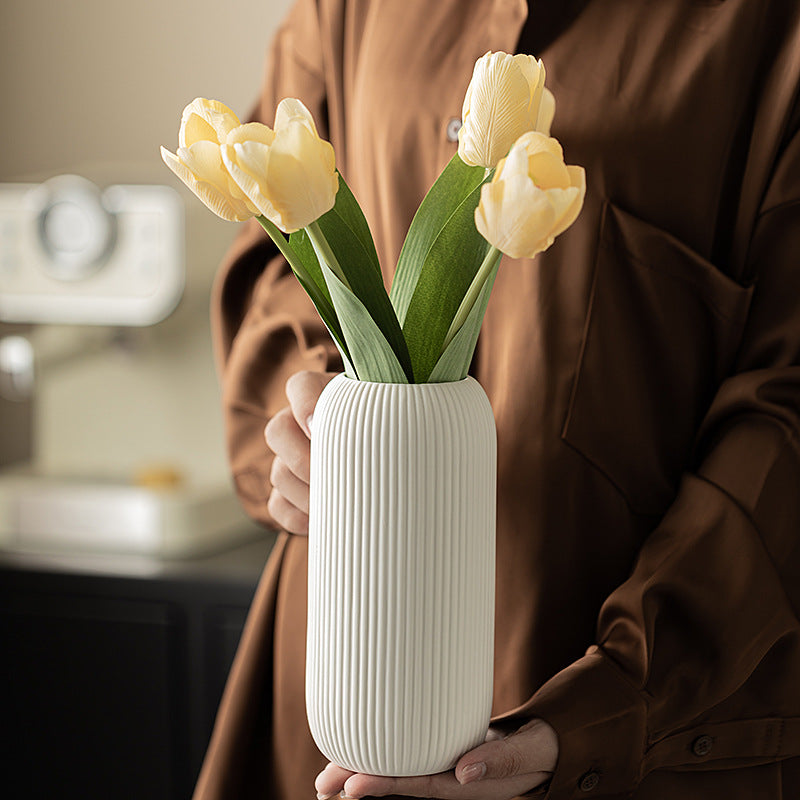 Vertical Pattern Ceramic Vase Ins High-grade Appearance CJ