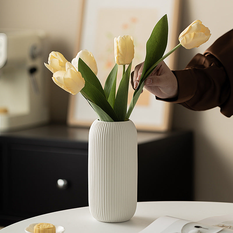Vertical Pattern Ceramic Vase Ins High-grade Appearance CJ
