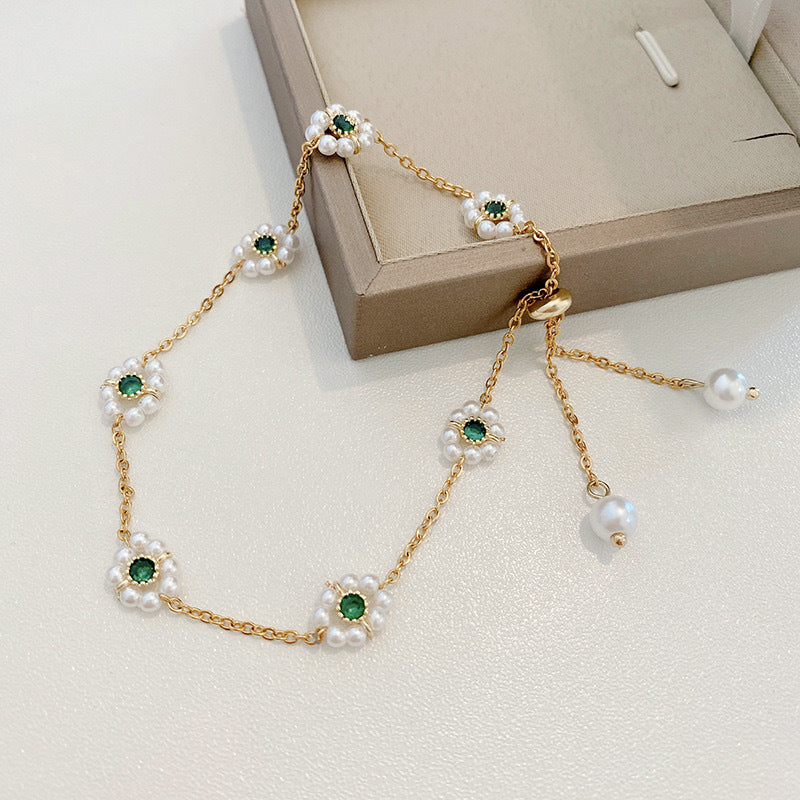 Pearl Flowers Bracelet All-match Fashion Adjustable Chain Bracelet A&S Collection