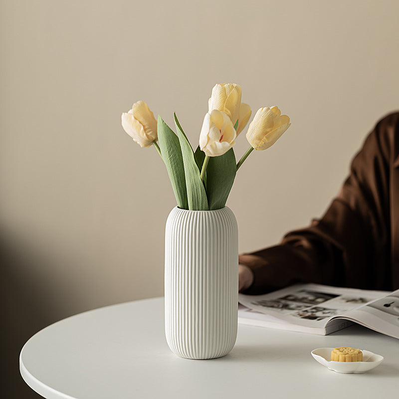 Vertical Pattern Ceramic Vase Ins High-grade Appearance CJ