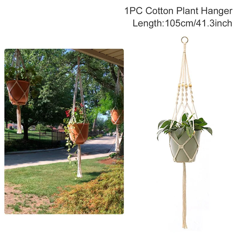 Hanging Plant Handmade Macrame Plant Hanger Flower Pot Planter Hanger Wall Decor Courtyard Garden Hanging Planter Hanging Basket A&S Collection