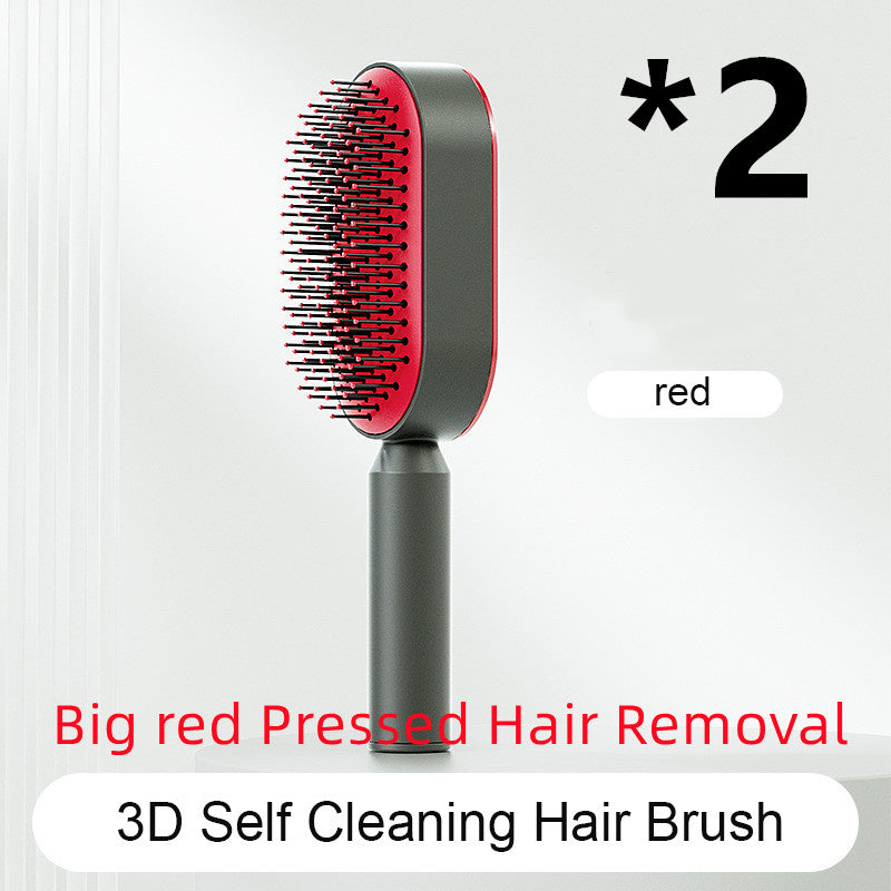 Self Cleaning Hair Brush For Women One-key Cleaning Hair Loss Airbag Massage Scalp Comb Anti-Static Hairbrush CJ
