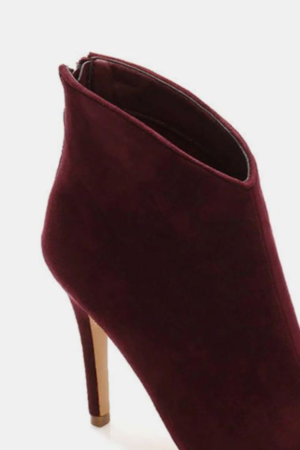 Beast Fashion Suede Stiletto Ankle Booties with Back Zippers.