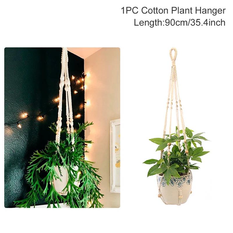Hanging Plant Handmade Macrame Plant Hanger Flower Pot Planter Hanger Wall Decor Courtyard Garden Hanging Planter Hanging Basket A&S Collection