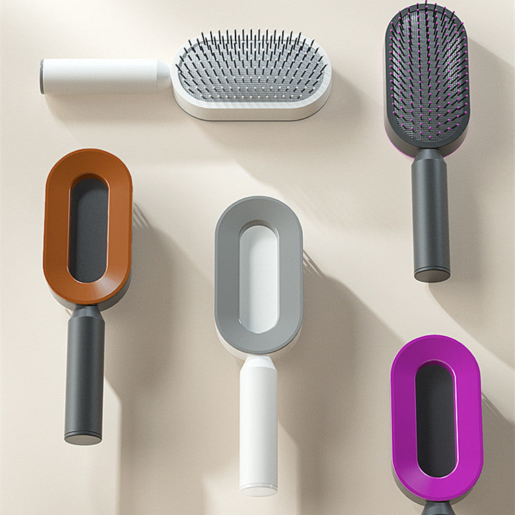 Self Cleaning Hair Brush For Women One-key Cleaning Hair Loss Airbag Massage Scalp Comb Anti-Static Hairbrush CJ