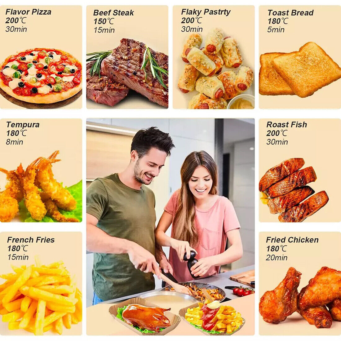 300x Disposable Air Fryer Liners - Non-Stick Parchment for Dual Basket Fryers CJ