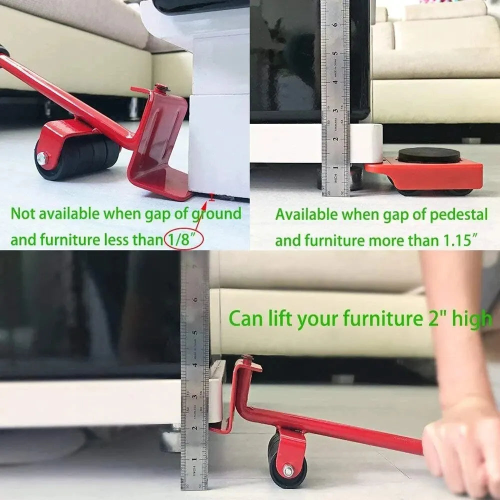15PCS Furniture Moving Transport Roller Set Removal Lifting Moving Tool Set Wheel Bar Mover Moving Heavy Stuffs Device Hand Tool A&S Collection