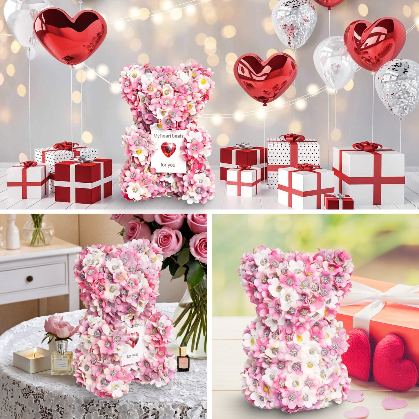 Valentine's Day Artificial Rose Bear Handmade Gift A&S Collection