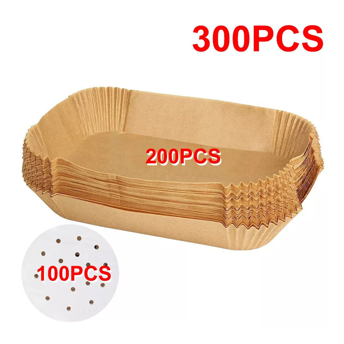 300x Disposable Air Fryer Liners - Non-Stick Parchment for Dual Basket Fryers CJ