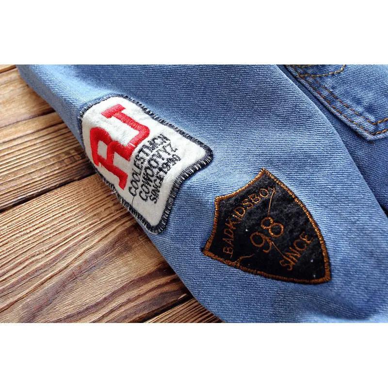 This stylish men's denim jacket features a casual, loose fit with trendy patches and embroidery, perfect for autumn and winter wear in the Harajuku BF style A&S Collection