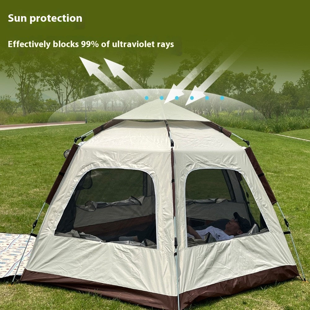 Outdoor Camping Camping Beige Khaki Large Hexagonal Tent Windproof Waterproof Anti Mosquito A&S Collection