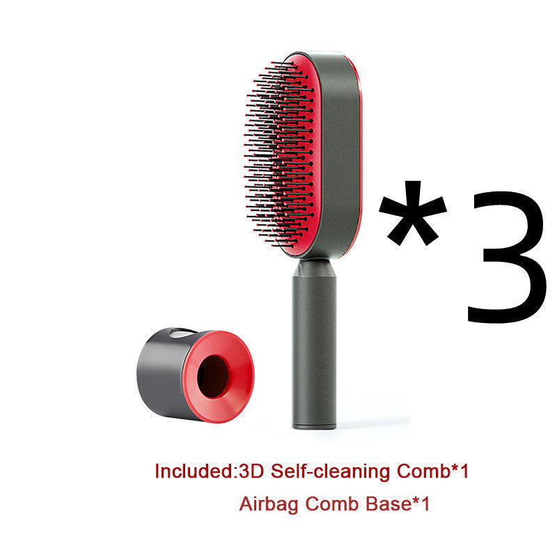 Self Cleaning Hair Brush For Women One-key Cleaning Hair Loss Airbag Massage Scalp Comb Anti-Static Hairbrush CJ
