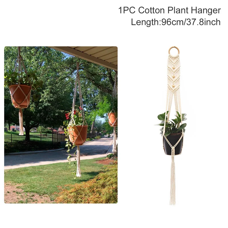 Hanging Plant Handmade Macrame Plant Hanger Flower Pot Planter Hanger Wall Decor Courtyard Garden Hanging Planter Hanging Basket A&S Collection
