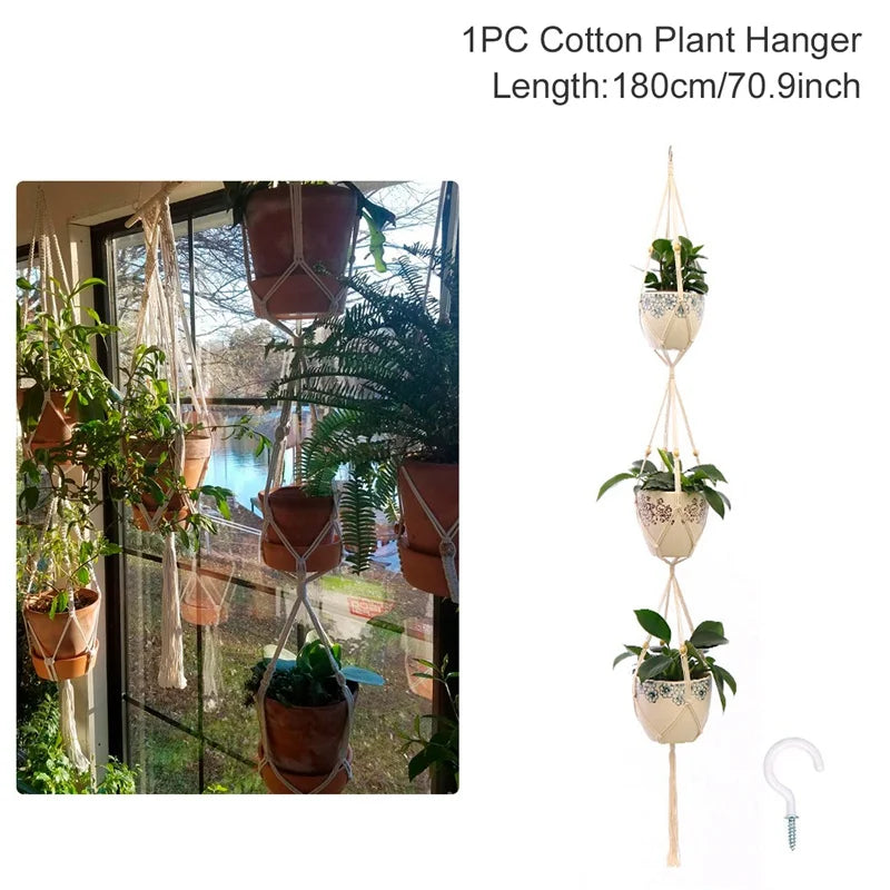 Hanging Plant Handmade Macrame Plant Hanger Flower Pot Planter Hanger Wall Decor Courtyard Garden Hanging Planter Hanging Basket A&S Collection