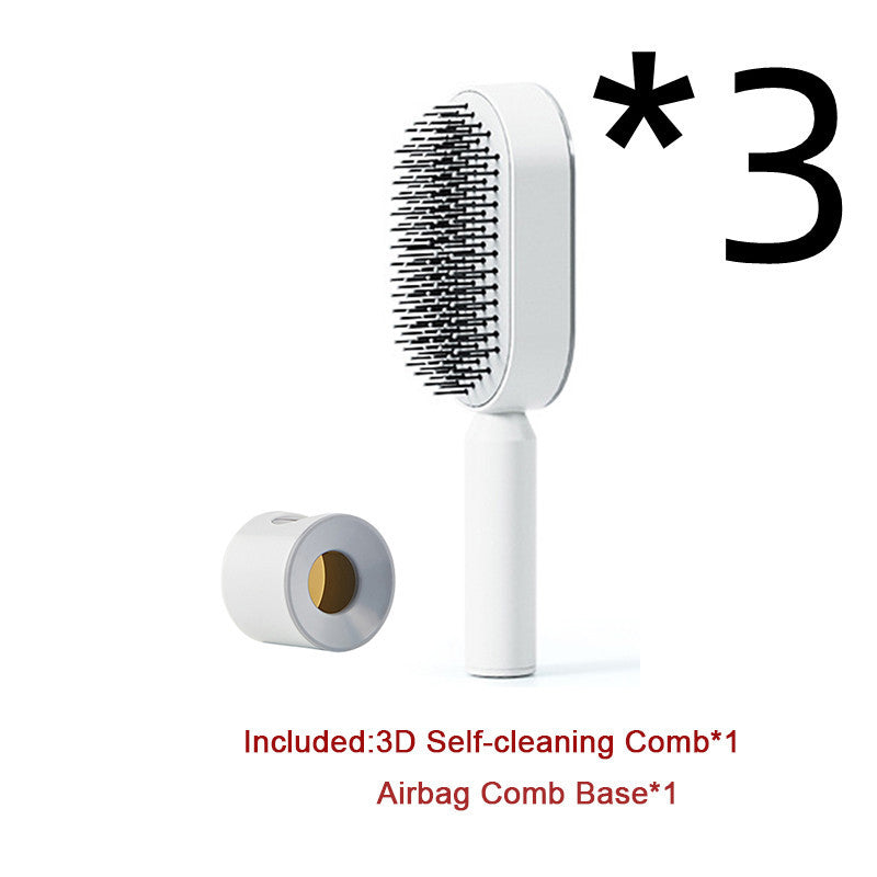 Self Cleaning Hair Brush For Women One-key Cleaning Hair Loss Airbag Massage Scalp Comb Anti-Static Hairbrush CJ