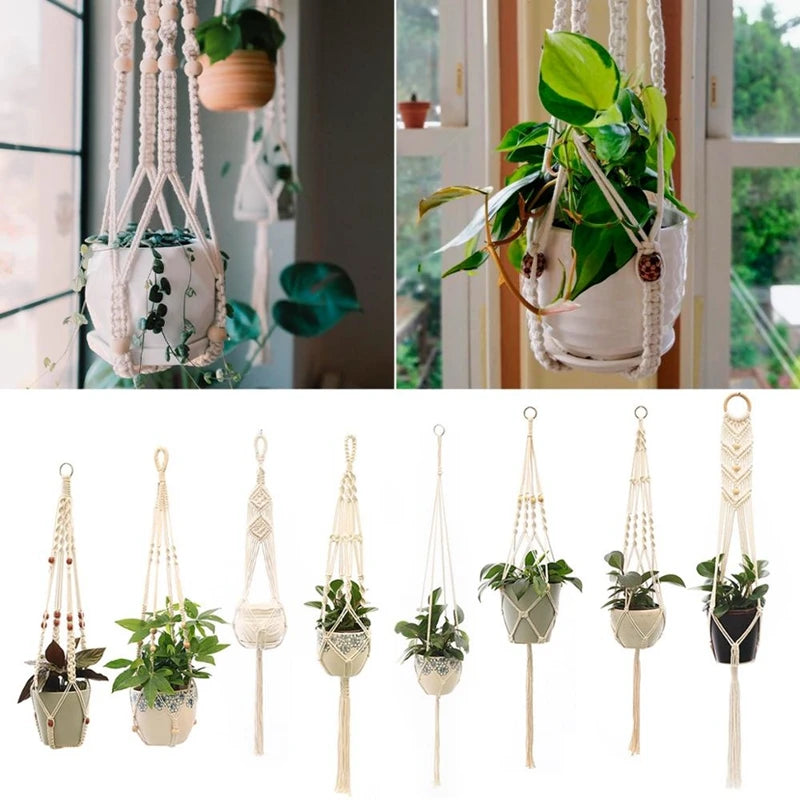 Hanging Plant Handmade Macrame Plant Hanger Flower Pot Planter Hanger Wall Decor Courtyard Garden Hanging Planter Hanging Basket A&S Collection
