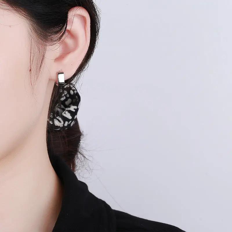 925 sterling silver geometric square earrings simple female personality cold wind le 18k gold earrings jewelry A&S Collection