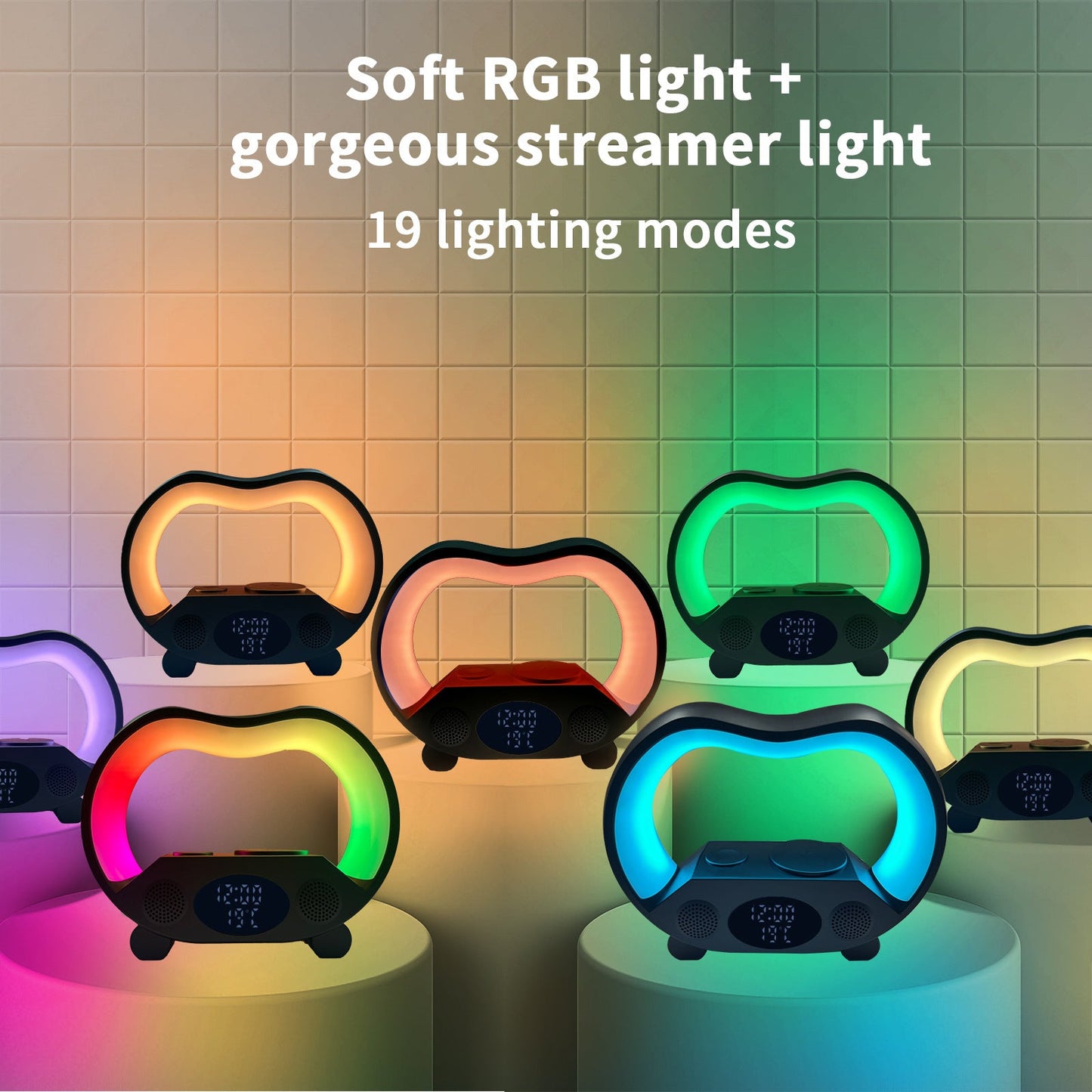 2024 New 6 In 1 Smart Remote Control Bluetooth-compatible Ambience Intelligent LED Table Lamp Multi-function Wireless Charger Night Light Bluetooth-compatible Speaker A&S Collection