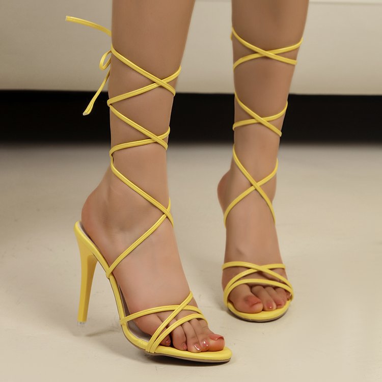 Cross Strap Stiletto Sandals.