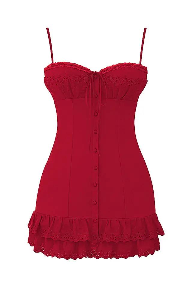 Fashion sexy multi-button lace halter dress A&S Collection