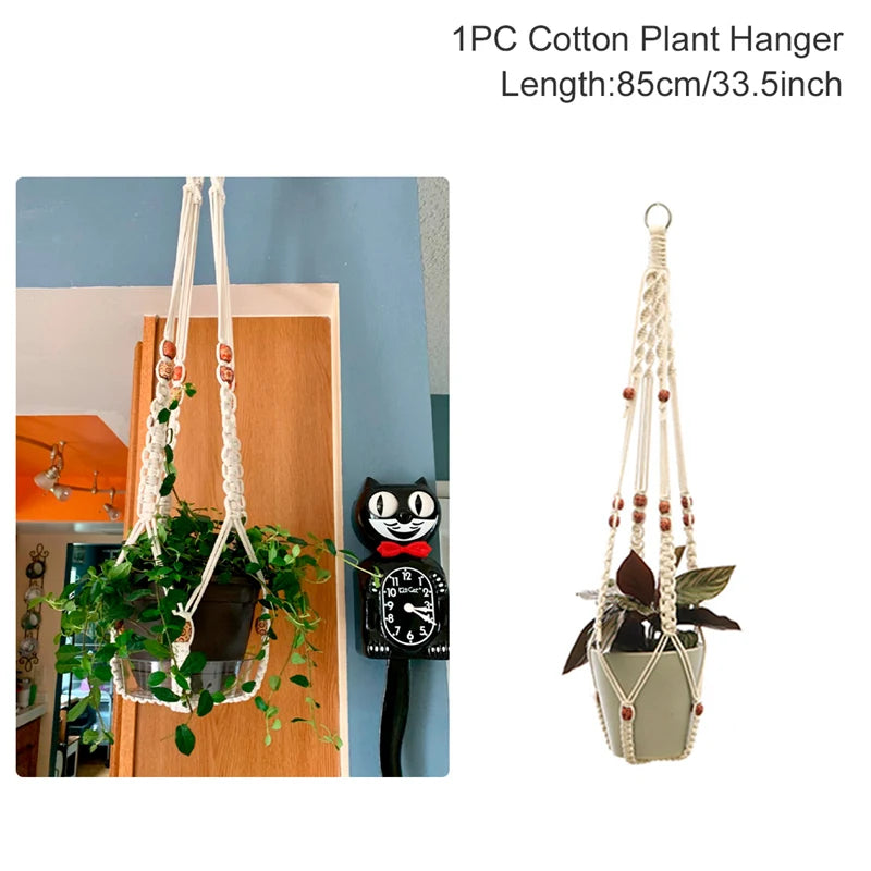 Hanging Plant Handmade Macrame Plant Hanger Flower Pot Planter Hanger Wall Decor Courtyard Garden Hanging Planter Hanging Basket A&S Collection