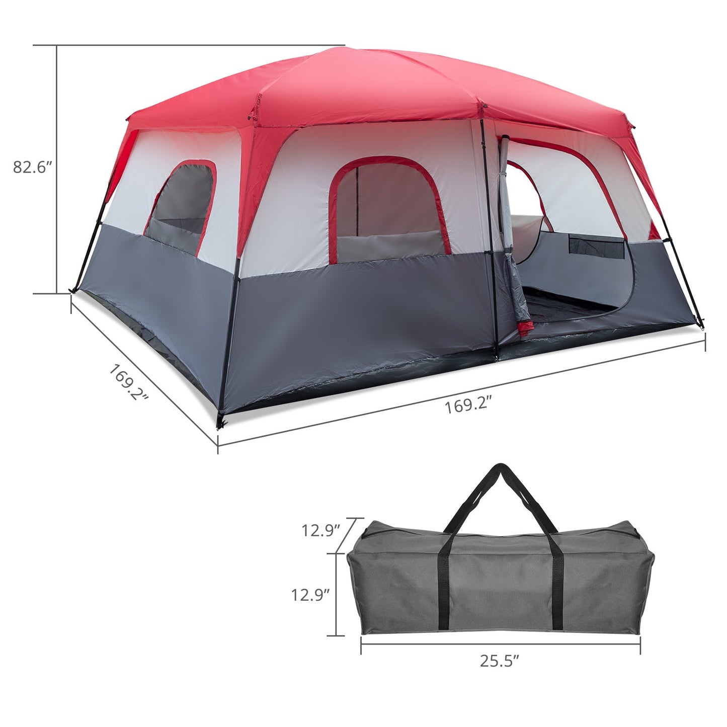 Red And White Camping Tent 430x430x210cm A&S Collection