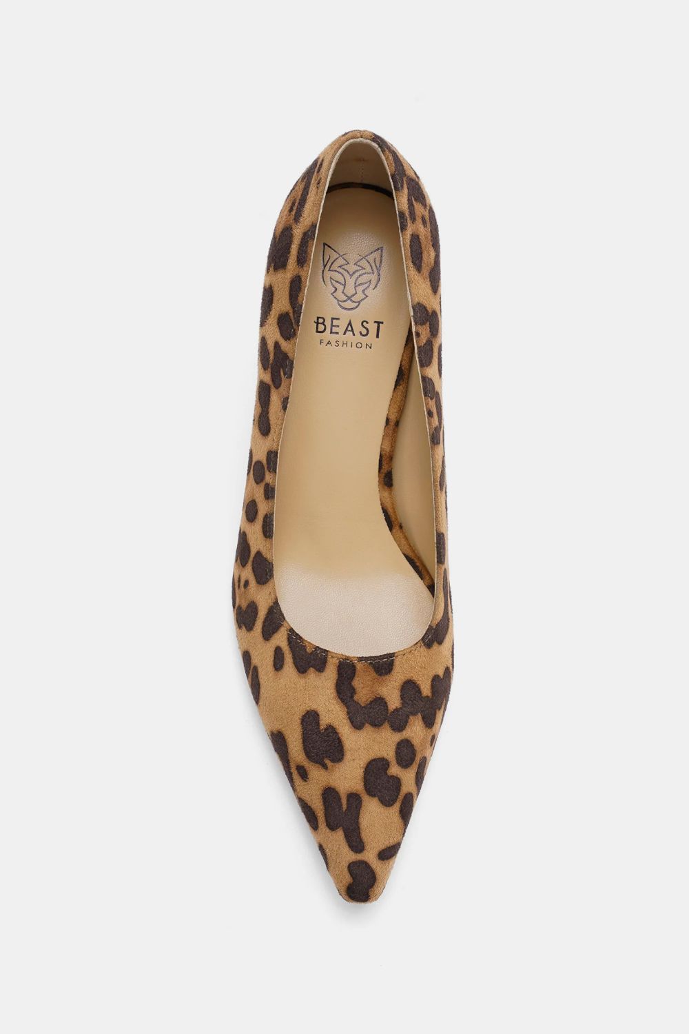 Beast Fashion Faux Suede Leopard Point Toe Pumps.