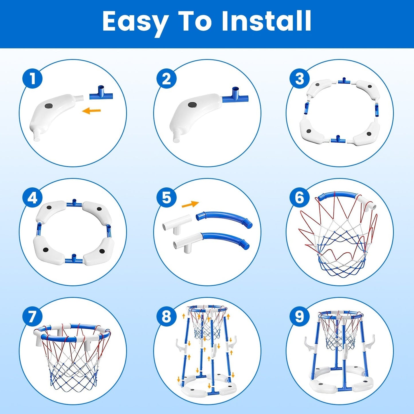 1Set Summer Pool Basketball Hoop Toy Set With 4 Basketballs 4 Circles Floating Swimming Pool Basketball Games Poolside Water Play Toy For 3 To 12Years Old Kids Adults A&S Collection