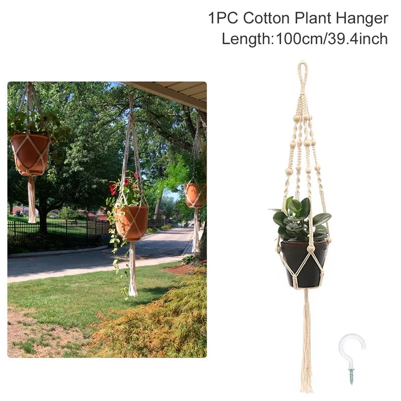 Hanging Plant Handmade Macrame Plant Hanger Flower Pot Planter Hanger Wall Decor Courtyard Garden Hanging Planter Hanging Basket A&S Collection