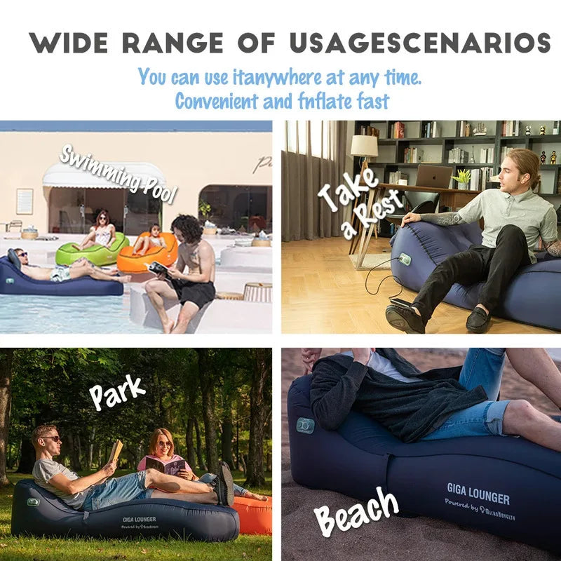 Automatic Inflatable Electric Traveling Backyard Lounger Portable Lazy Sofa Outdoor Blow Up Couch Camping Hiking Leisure Chair A&S Collection