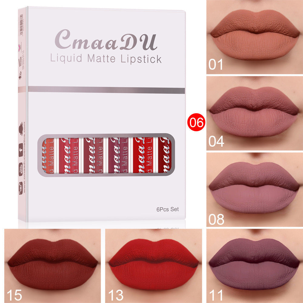 6 Boxes Of Matte Non-stick Cup Waterproof Lipstick Long Lasting Lip Gloss A&S Collection