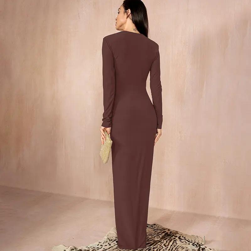 Chic autumn and winter long-sleeve hollow split dress, perfect for stylish look. A&S Collection