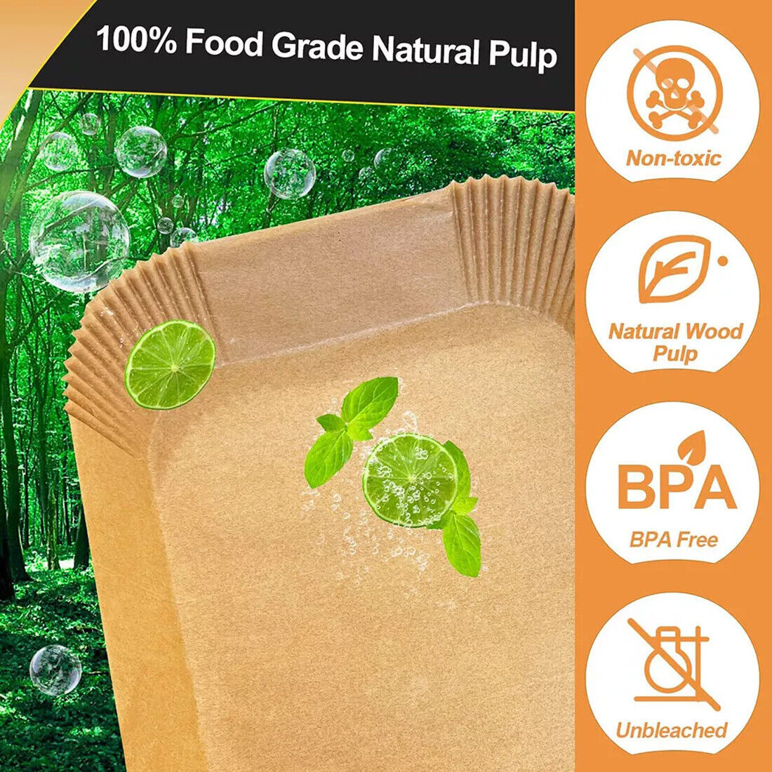 300x Disposable Air Fryer Liners - Non-Stick Parchment for Dual Basket Fryers CJ