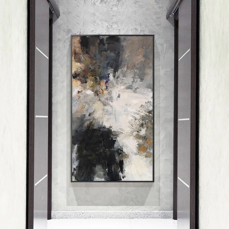 Elegant Modern Black and White Abstract Canvas Art: Timeless, Frameless Masterpiece for Sophisticated Home Décor A&S Collection