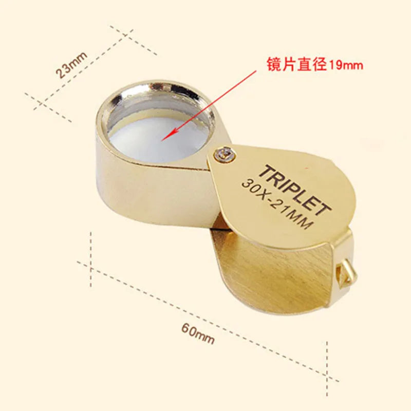 Pocket Loupe Magnifier Jewelry Magnifying Glass Foldable Diamond Lupa Triplet Jewelers Eye Glass Tool Reading Magnifier