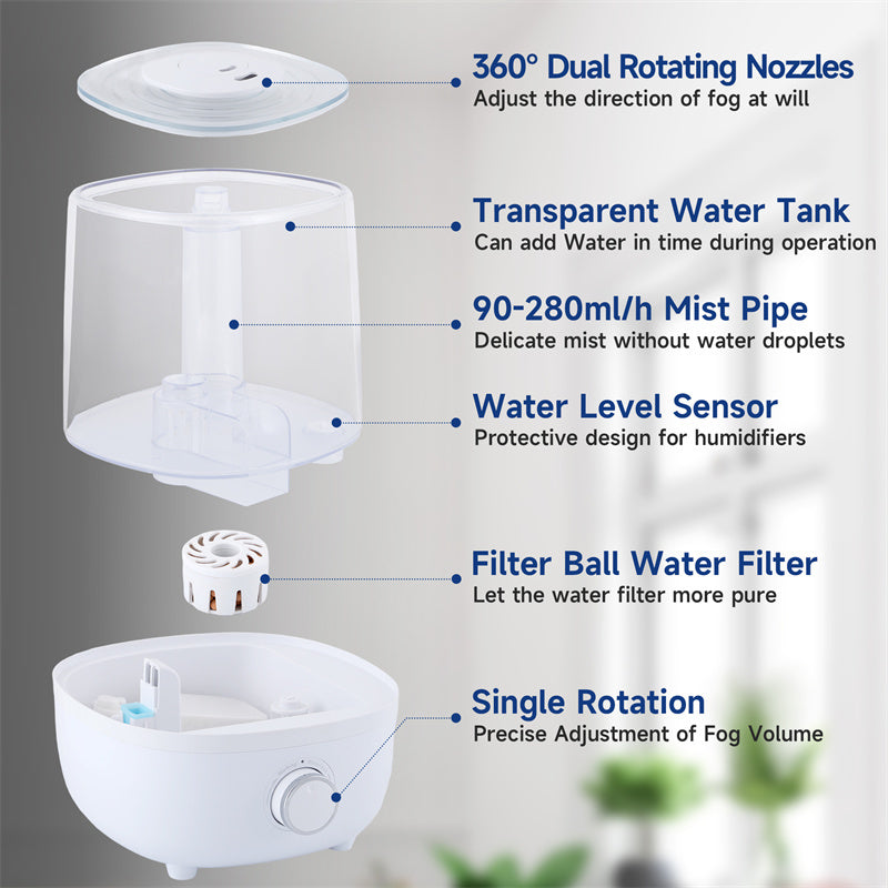 Low Water Level Protection Without Bisphenol A 4L Mechanical Humidifier A&S Collection