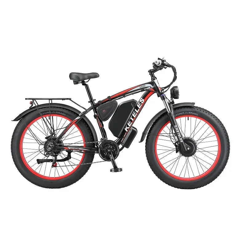 2000W High Power Two Wheel Drive Dual Motor Electric Bike With 26AH Lithium Battery and 26x4.0 inch Fat Tire E-Bike gsmFI