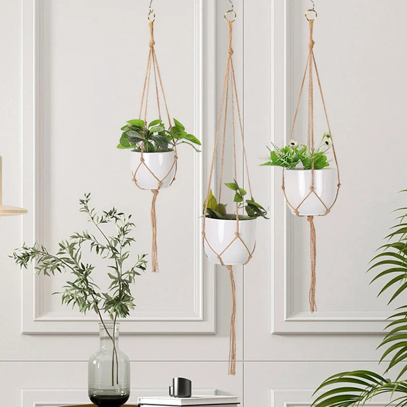 Hanging Plant Handmade Macrame Plant Hanger Flower Pot Planter Hanger Wall Decor Courtyard Garden Hanging Planter Hanging Basket A&S Collection