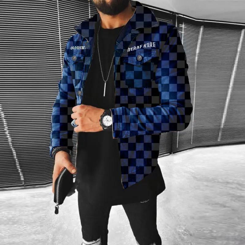 This stylish men's jacket features a checkerboard pattern with multiple pockets, offering a trendy and functional design perfect for autumn and winter A&S Collection