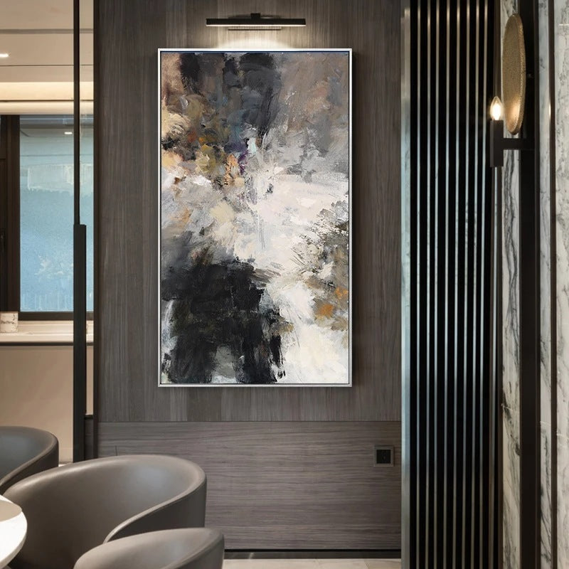 Elegant Modern Black and White Abstract Canvas Art: Timeless, Frameless Masterpiece for Sophisticated Home Décor A&S Collection