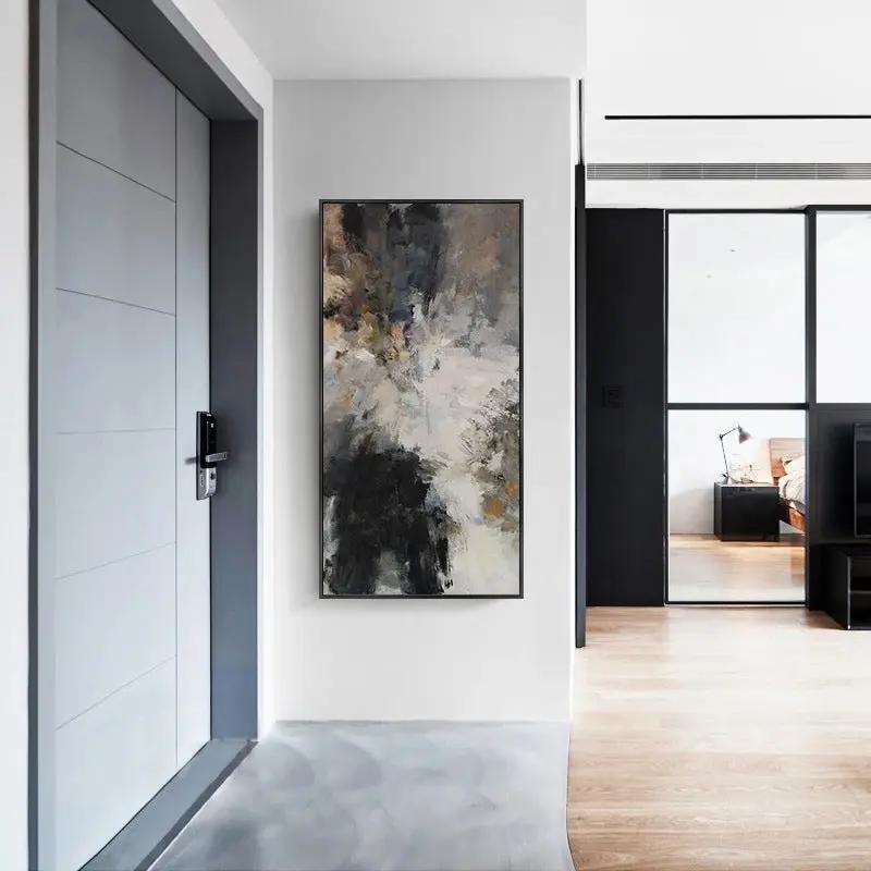 Elegant Modern Black and White Abstract Canvas Art: Timeless, Frameless Masterpiece for Sophisticated Home Décor A&S Collection