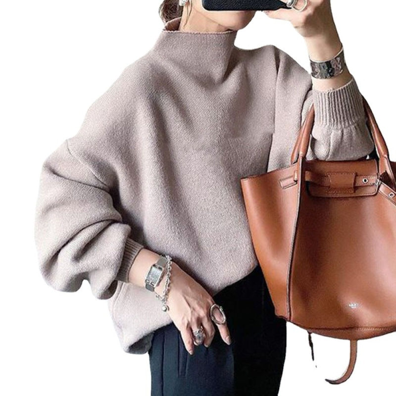 Trendy autumn high-neck striped knitwear, slimming and stylish for a chic look. A&S Collection