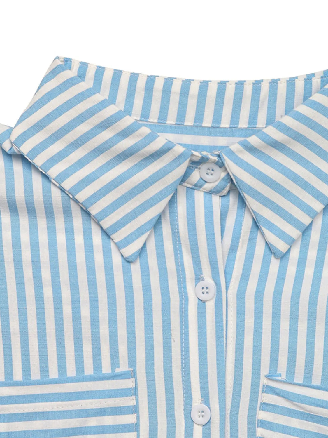Striped Collared Neck Short Sleeve Shirt.